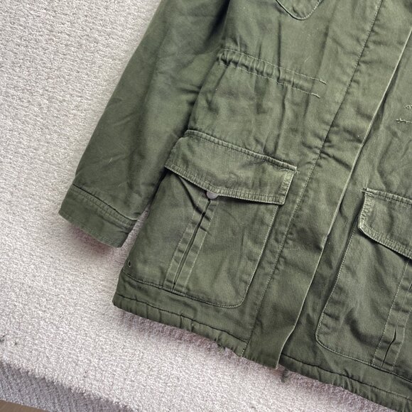 Y2K Vans Button Up Military Green Canvas Utility Jacket Pockets Tech Women S - Picture 3 of 12